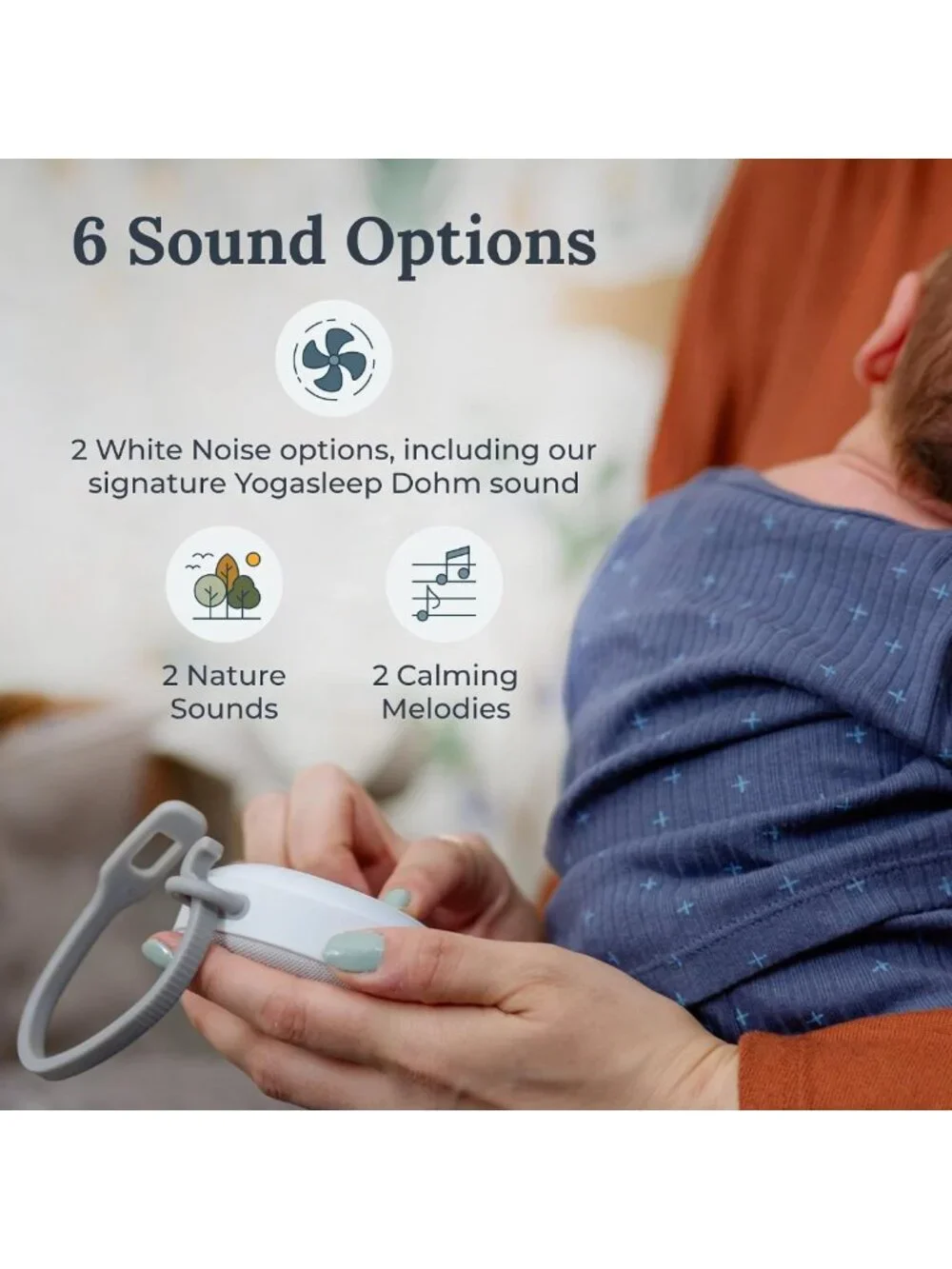 Portable Sound Machine for Baby & Kids, Night Light, 6 Soothing Sounds, Timer